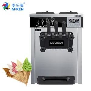 Machine à crème glacée en acier inoxydable, plateau de table commercial, trois saveurs avec pompe à air, à vendre, MK-618CTB