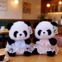 Peluche Panda Géant Créatif avec Chapeau, Rembourrage Coton PP, 31-50cm, Design Jupe Mignonne, Style Machine à Pinces, Unisexe, Âges 8-13