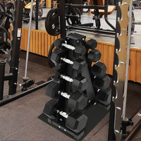 Support Commercial Pliable en Acier pour Haltères, Étagère Verticale Triangulaire pour Quatre Paires, Équipement de Rangement pour Entraînement et Fitness