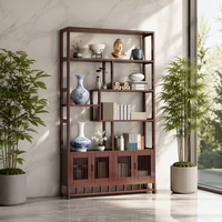 Nouvelle vitrine en bambou de style chinois, 4 portes, design rétro classique, multifonctionnelle, salon, hôtel, bureau, meubles de maison