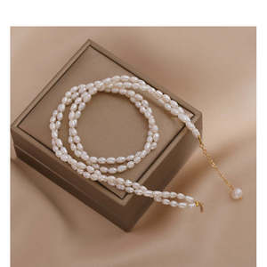 Collar de Perlas de Arroz de Doble Capa WENCHI para Mujer, Nuevo Modelo 2025, 450g, Cadena Pequeña para Clavícula - Product Image 2