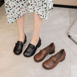 Cow Leather High Top Square Heel Comfort Soft Formal Women's <b>Boots</b> Thick-soled Leisure Fashion Work Loafer - Product Image 1