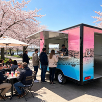 Camion de cuisine mobile de rue, remorque pour gaufres et crêpes, mini-remorque de desserts et crêpes avec cuisine complète