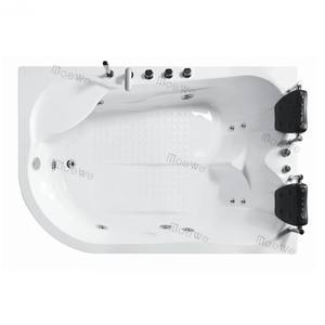 Baignoire à remous en acrylique rectangulaire pour 2 personnes, bain à remous pour couples, bain à remous hydro-massant, spa intérieur, baignoire d'angle double, baignoire luxueuse - Product Image 1