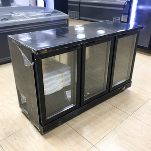 undermount 3 door counter built in mini bar fridge glass door under count