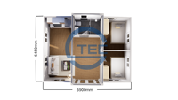 Maison préfabriquée en conteneur, maison modulaire préfabriquée, 2 chambres avec salle de bain et cuisine, usage commercial et commercialisation, garantie 5 ans