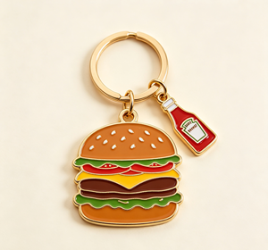 Porte-clés en métal émaillé personnalisé en forme de burger, en alliage de zinc, souvenir alimentaire, pendentif pour cadeau promotionnel - Product Image 4