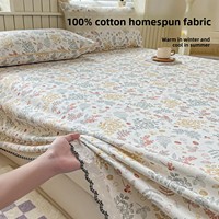 Drap YIXUAN 100% Coton, Tissage Grossier Style Ancien, Rafraîchissant, Style Coréen, Bordé de Dentelle, Antibactérien, Anti-acariens, Évacuation de l'humidité
