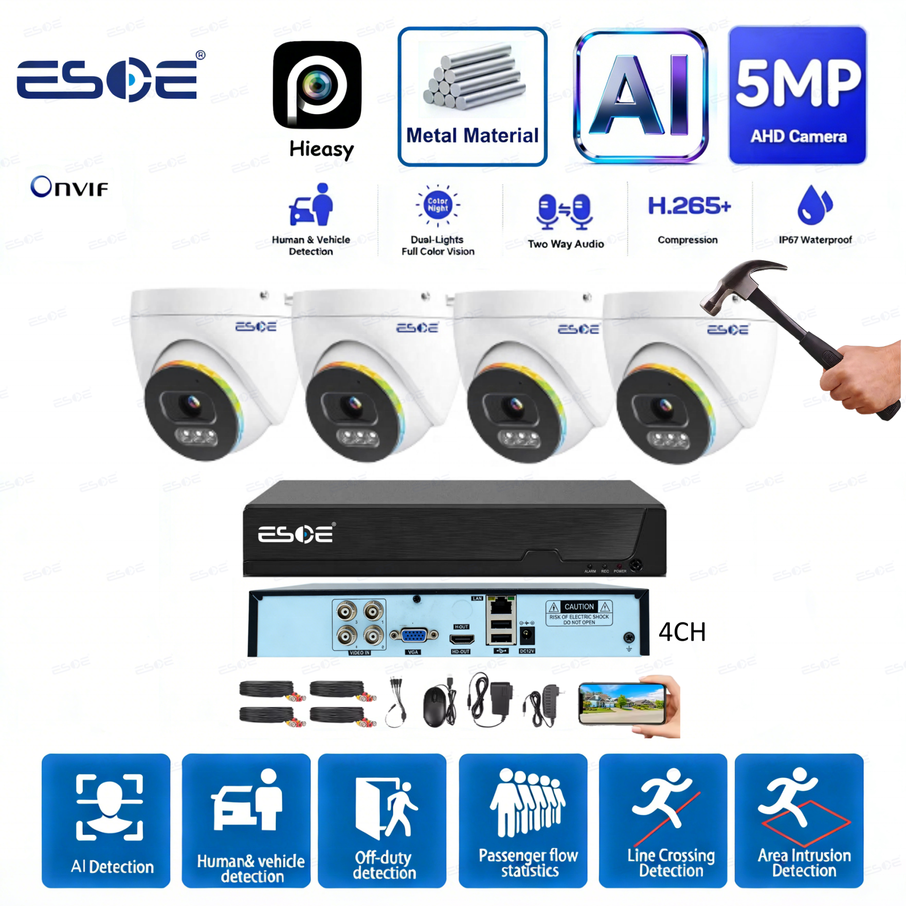 ESOE 5MP AHD Security Camera System complete overview