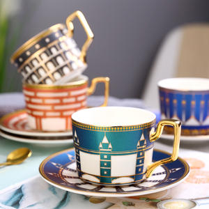 Ensemble de tasses à <span class=keywords><strong>café</strong></span> et à thé en porcelaine de style européen de luxe moderne Soucoupe exquise Capacité de 250ml écologique-Ventes directes d'usine - Product Image 2