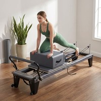 Mesin Pilates Reformer Silent Carriage Komersial Berbahan Aluminium Alloy Warna Hitam untuk Latihan Pribadi dan Pengencangan Otot