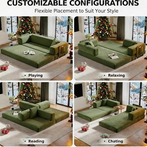 EU Modular Sectional Set Furniture One-piece Dual-purpose <b>Small</b> <b>Bed</b> Compression Fabric Bean Bag Couch Living Room <b>Sofas</b> - Product Image 3