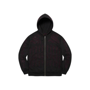 Red Rhinestone <b>Black</b> <b>Hoodie</b> Crystal Sweatshirt Loose Fit Streetwear <b>Zipper</b> for Men Custom Logo - Product Image 1
