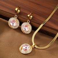 Nouveau Collier et Boucles d'Oreilles Tendance pour Femme, Plaqué Or, avec Breloque Fleur en Acrylique Émaillé, en Acier Inoxydable, pour Fête de Fiançailles et Mariage