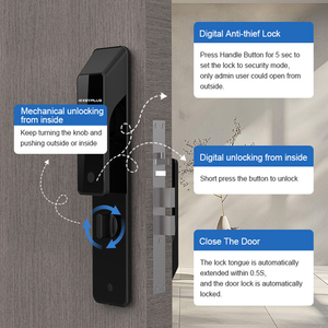 Serrure de porte intelligente, Rechargeable par Usb, sans clé, à empreintes digitales, étanche et antivol, verrou de sécurité - Product Image 6