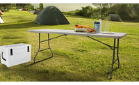 Tables d'extérieur en plastique pour la promotion du PEHD Table de camp rectangulaire pliante en plastique pour événements