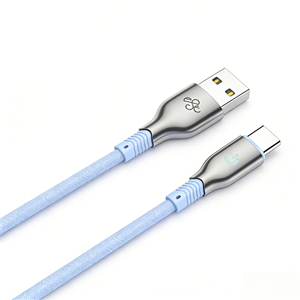 Câble USB-C de charge rapide 3A en gros <span class=keywords><strong>avec</strong></span> lumière LED, <span class=keywords><strong>coque</strong></span> en alliage de zinc tressée 48 brins, <span class=keywords><strong>cordon</strong></span> de chargeur 36W max, câble USB pour téléphone - Product Image 1