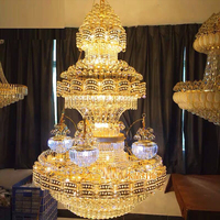 Lustre en cristal et fer forgé sur mesure, style luxueux, pour hall d'hôtel, restaurant, salle de banquet