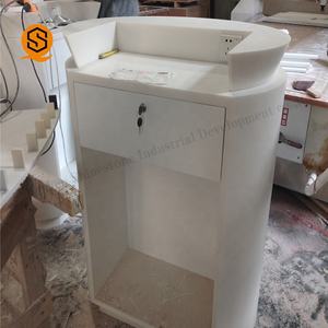 Salão dimensões de vidro de luxo mini metade do ouro branco em forma de l recepção redonda moderna - Product Image 2