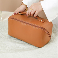 Trousse de Toilette en Cuir PU, Sac de Rangement Portable Grande Capacité Quatre Couleurs, Idéal pour les Voyages
