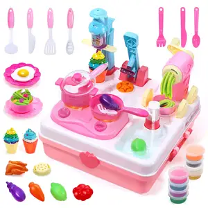 Christmas Gift for Kids 8 Color Dough Sets Kitchen Creations Ice Cream Maker Machine Toy