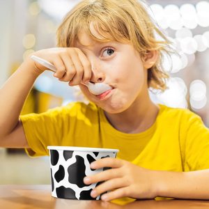 Bán buôn tùy chỉnh cá nhân logo đa kích thước sữa giấy in carton bò in cốc kem với nắp và muỗng - Product Image 3