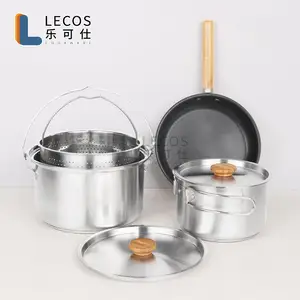 Backpacking Picnic Camping Cookware Mini Outdoor Picnic Camping Cooking Pot and Pan Set for Hiking