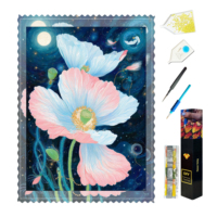 Peinture Diamant 5D Personnalisée Motif Fleur de Pavot, Broderie Complète de Diamants Ronds pour Décoration Murale Domestique