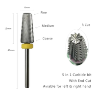 HYTOOS Fraise conique pour ongles 5 en 1 en carbure, outil de fraisage pour manucure, accessoires pour ongles, outil de dépose de gel