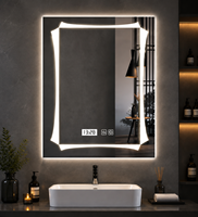 Miroir de maquillage intelligent en aluminium avec éclairage LED, écran tactile, luminosité réglable, trois couleurs d'éclairage, anti-buée pour salon et salle de bain