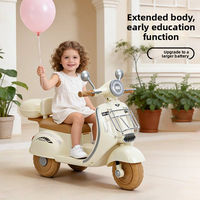 Scooter électrique en plastique pour enfants, style rétro, moto pour tout-petits avec roues d'apprentissage, lumières LED et musique pour garçons et filles