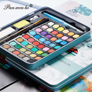 Peinture <span class=keywords><strong>aquarelle</strong></span> solide concentrée Panwenbo 36/48 couleurs, soluble dans l'eau, pour l'ombrage, en boîte métallique, pigments solides - Product Image 2