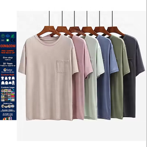 JL0705A di alta qualità T-Shirt di bambù di cotone personalizzato T-Shirt stampa di grandi dimensioni in fibra di bambù T-Shirt <span class=keywords><strong>con</strong></span> tasca - Product Image 1
