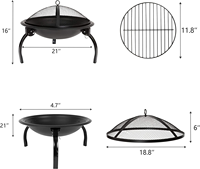 Brasoir d'extérieur Portable pliable de 22 pouces pour barbecue, foyer avec grille de couverture pour le camping, vente en gros