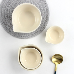 <b>Ceramic</b> Milk Measuring Cup, <b>Egg</b> Measuring Bowl, Baking DIY Tool Set, Scale Cup, Creative Underglaze Small Baking Bowls - Product Image 1