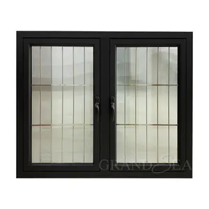 热销铝型材设计玻璃铝平开窗带安全