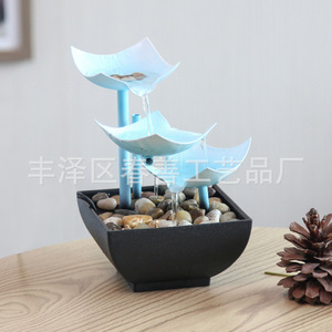 Indoor <b>Small</b> Fountain Aqua Blue With Backlight Office Desktop <b>Ornament</b> Decorative Water Feature - Product Image 2