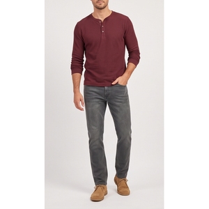 Jean en denim gris foncé délavé coupe droite slim, taille mi-haute, décontracté, vintage, 100 % coton, pour l'automne - Product Image 6