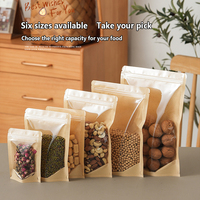 Sachet Doypack refermable en papier Kraft avec fenêtre semi-transparente pour le thé, les noix, les céréales, les aliments cuits et les besoins d'emballage alimentaire