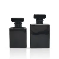 Özel 50ml 100ml boş siyah kare parfüm cam parfüm şişe ile pompa sprey kapağı