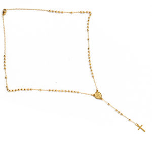 Collar con cuentas de oro chapado en oro, joyería religiosa, 14K, 18K, 22K, 24K, collar con colgante de cruz de Jesús, roario - Product Image 2