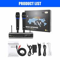 XTUGA UH300 Microphone sans fil USB 2 canaux de haute qualité avec batterie au lithium intégrée, portée de 80 mètres, lumières LED pour la scène