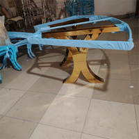 Grande table de mariage ronde en or de luxe, salle de banquet d'hôtel, table de salle à manger en acier inoxydable pour grands événements, en vente