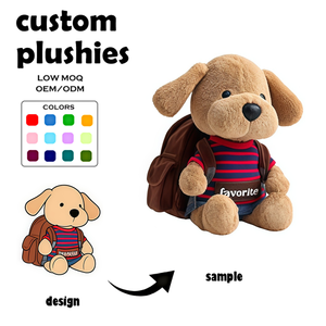 Adorable chiot brun en peluche personnalisé, vente directe d'usine, tissu doux, rembourrage en coton PP, jouet en peluche personnalisable - Product Image 3