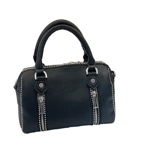 Nuevo Bolso de Hombro Tipo Cubo ZV Exclusivo Transfronterizo para Mujer 2025, Pequeño, de PU con Cremallera y Cadena, con Forro de PVC, de 1-1.9L, con Textura de Lichi Negra, para Uso Diario - Product Image 1