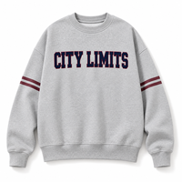 Sweat-shirt à col rond personnalisé gris avec lettres et manches rayées OEM ODM