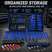 Kit d'outils de démontage de garnitures automobiles, en nylon non-abrasif et acier au carbone robuste, avec barres de levier à double extrémité à cliquet 1000 lb-pi et pinces à clips pour panneaux
