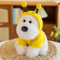 Peluche Virale Kawaii Chien West Highland Rose avec Capuche Lapin, Jouet Doux en Peluche pour Enfants, Cadeau d'Anniversaire