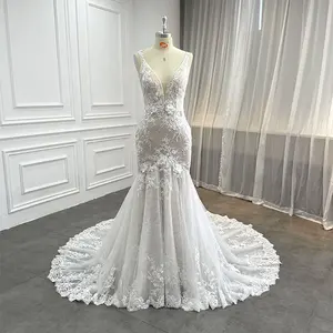 Costumes Supplies Trumpet Lace Bridal Gowns Vestidos De Novias 2022 3D Flower Wedding Dresses for Women