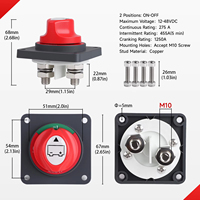 Interrupteur de déconnexion de batterie à 2 pôles haute résistance 275 ampères 12V-48V pour voiture, bateau, camping-car, camion